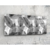 Black - White Leaves Glass Wall Art (36"x14").